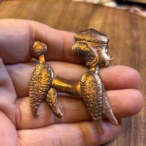 Vintage copper poodle brooch